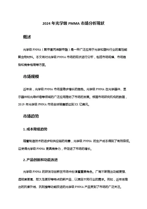 2024年光学级PMMA市场分析现状