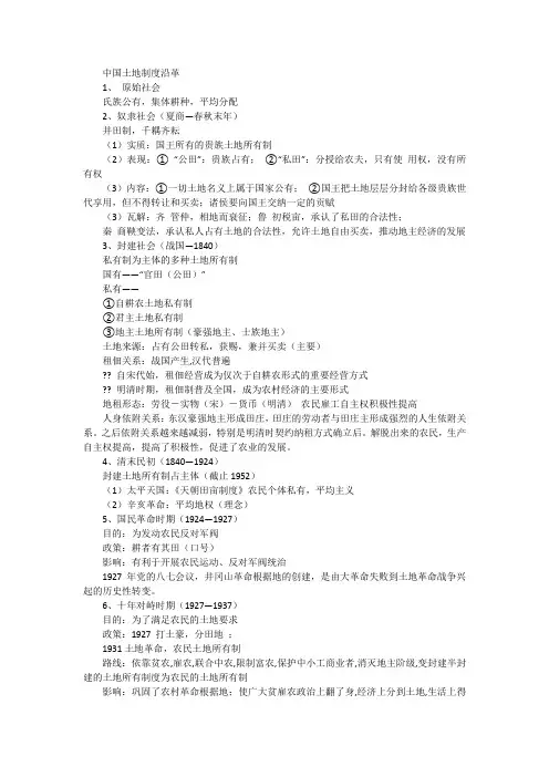 中国土地制度沿革