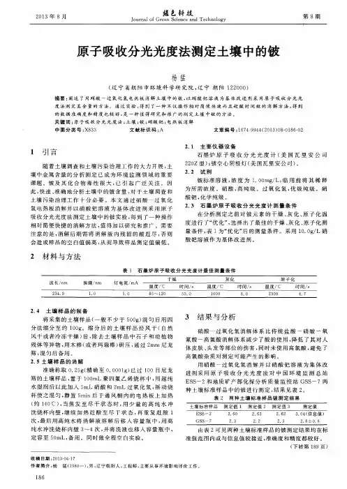 原子吸收分光光度法测定土壤中的铍