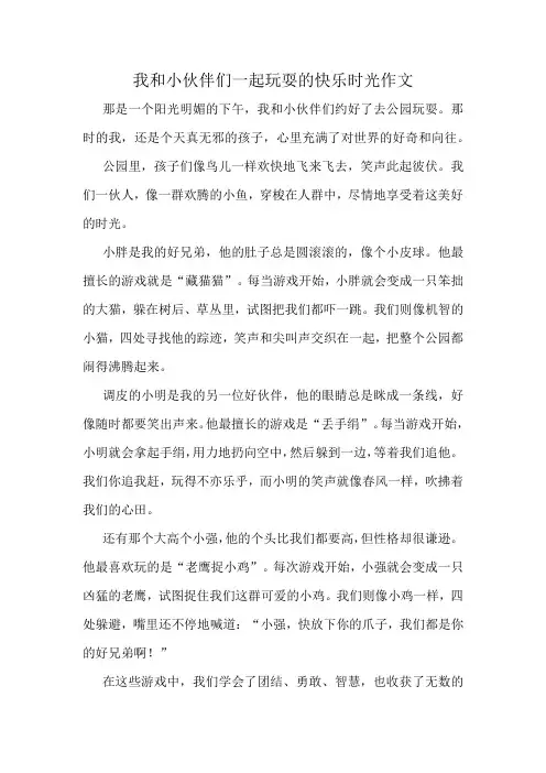 我和小伙伴们一起玩耍的快乐时光作文