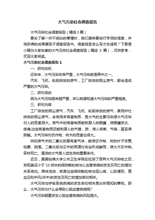 大气污染社会调查报告（精选3篇）