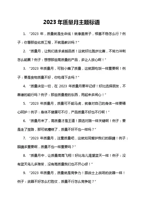 2023年质量月主题标语