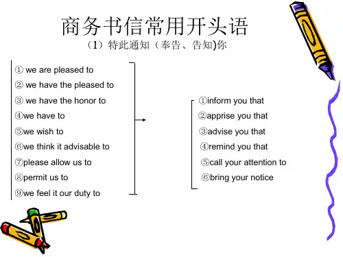 商务书信常用开头语
