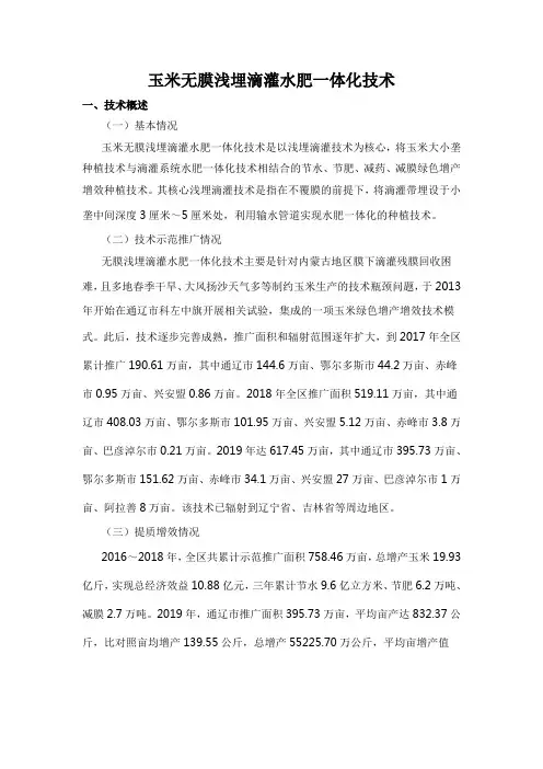 玉米无膜浅埋滴灌水肥一体化技术