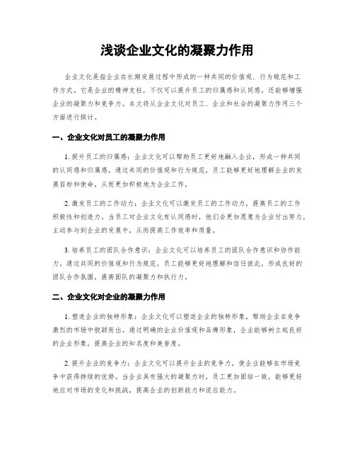 浅谈企业文化的凝聚力作用