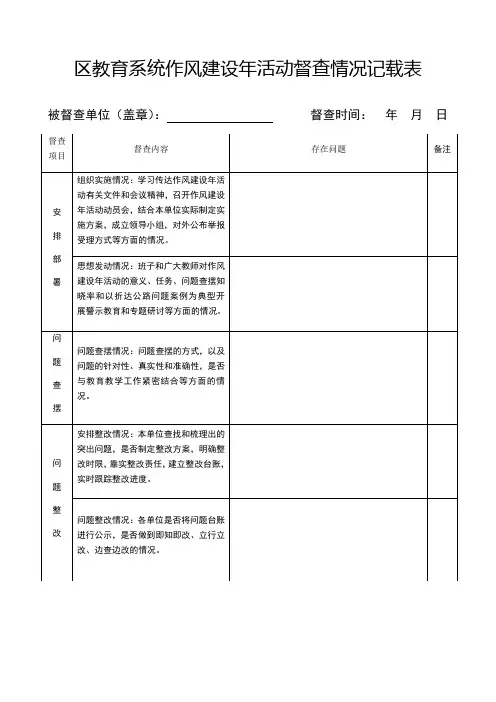 作风建设年督查表