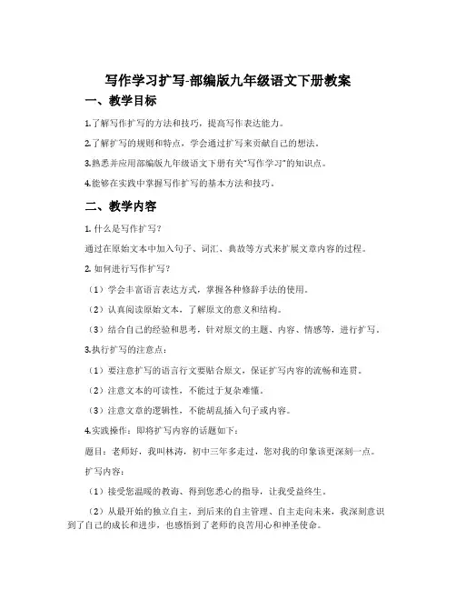 写作学习扩写-部编版九年级语文下册教案
