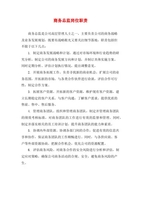 商务总监岗位职责