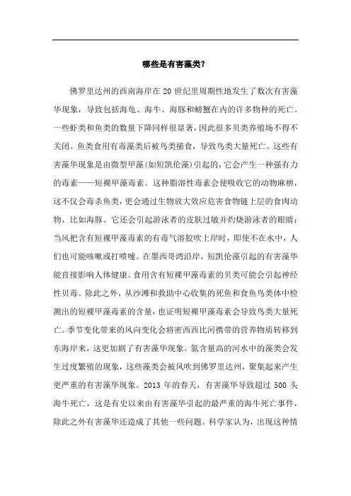 哪些是有害藻类