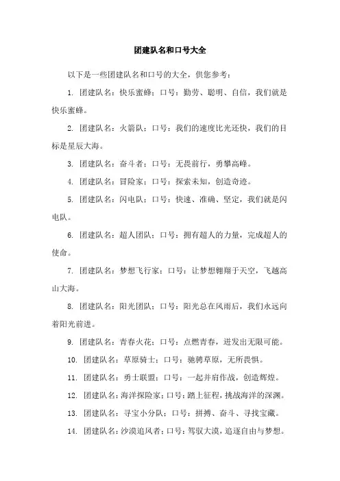 团建队名和口号大全