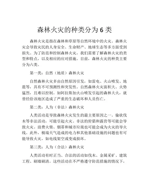 森林火灾的种类分为6类
