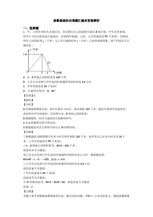 函数基础知识难题汇编含答案解析