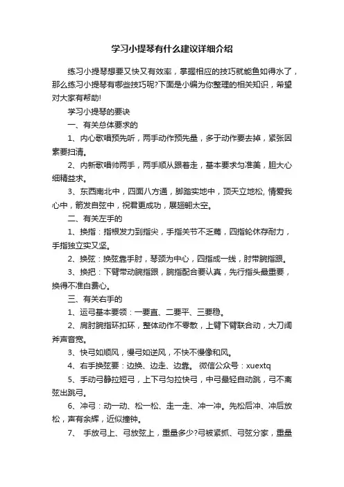 学习小提琴有什么建议详细介绍