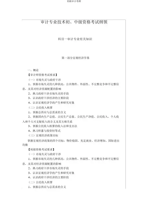 初级审计考纲