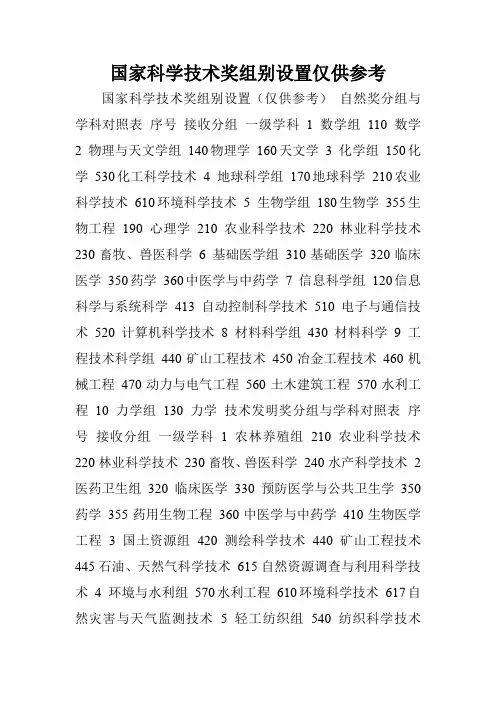 国家科学技术奖组别设置仅供参考.doc