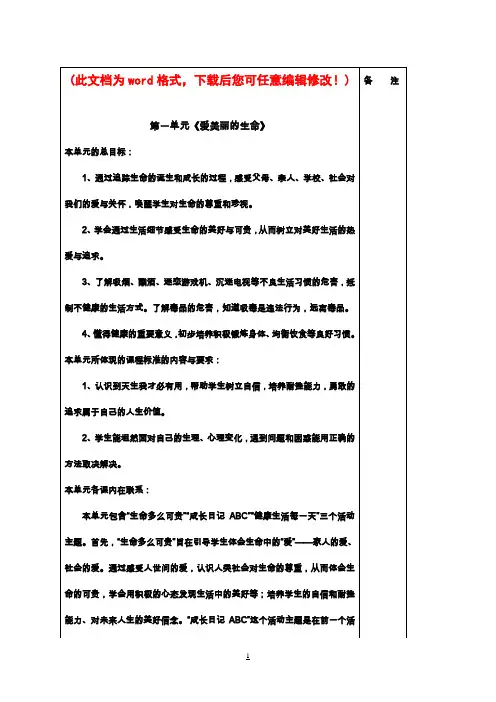 教科版小学五年级下册《品德与社会》全册教案设计1