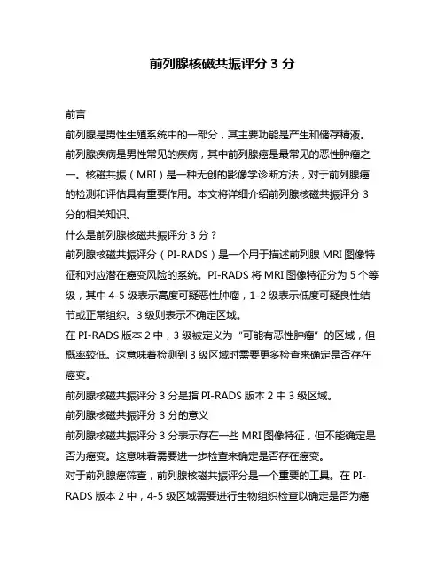 前列腺核磁共振评分3分
