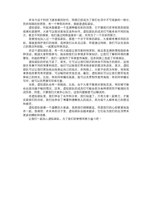 网络的虚拟团队