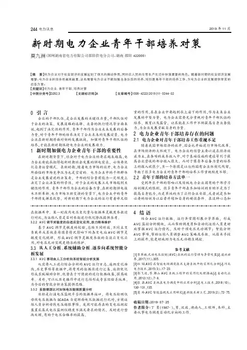 新时期电力企业青年干部培养对策