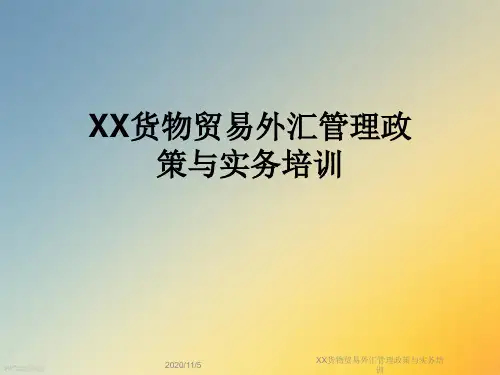 XX货物贸易外汇管理政策与实务培训