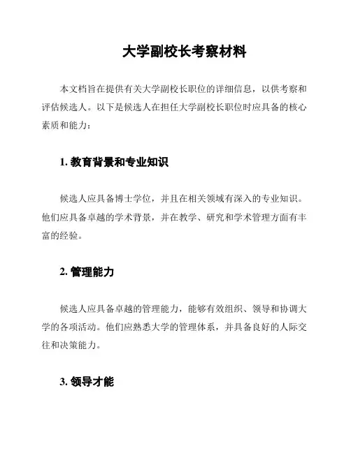 大学副校长考察材料
