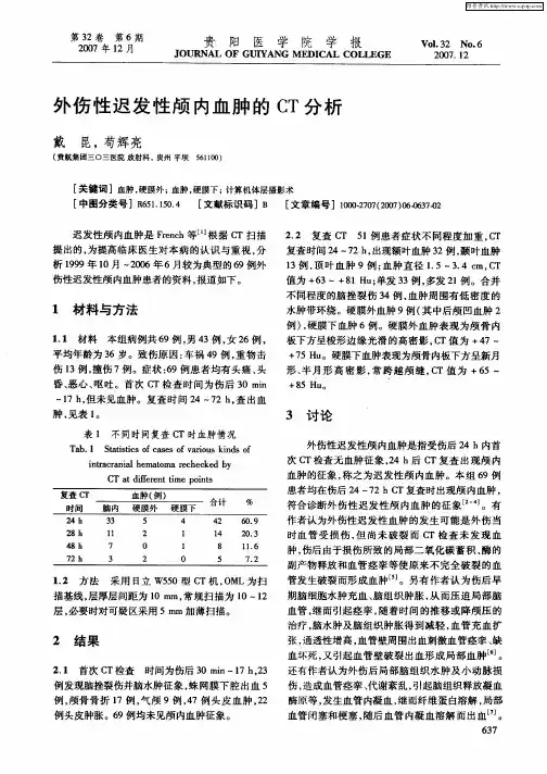 外伤性迟发性颅内血肿的CT分析