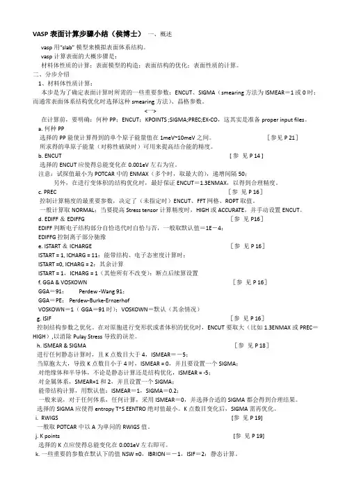 VASP表面计算步骤小结
