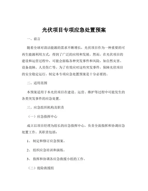 光伏项目专项应急处置预案