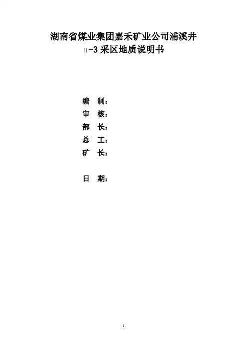 嘉禾矿业公司浦溪井2-3采区地质说明书