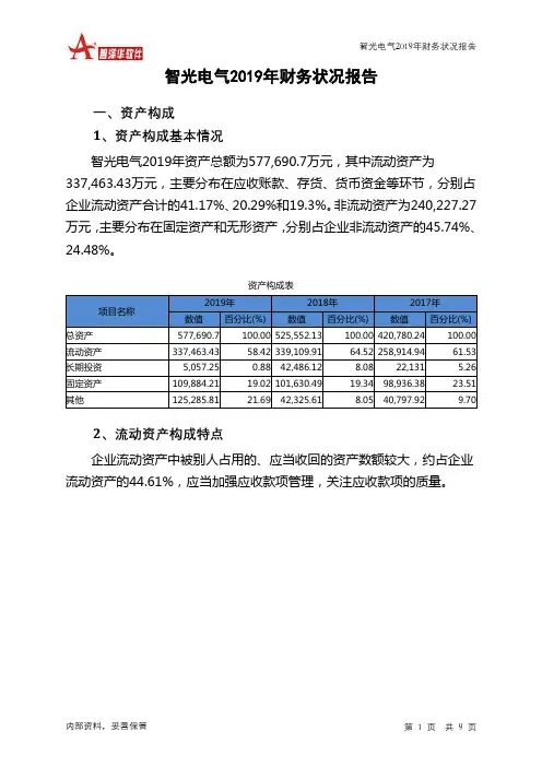 智光电气2019年财务状况报告