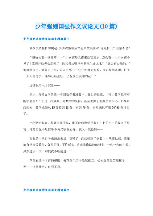 少年强则国强作文议论文(10篇)