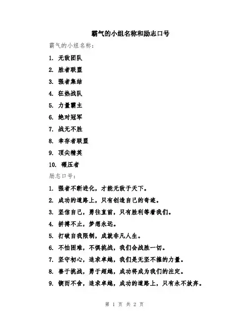 霸气的小组名称和励志口号
