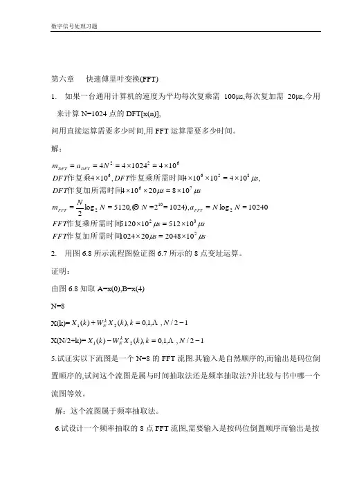 第六章 快速傅里叶变换 数字信号处理习题答案