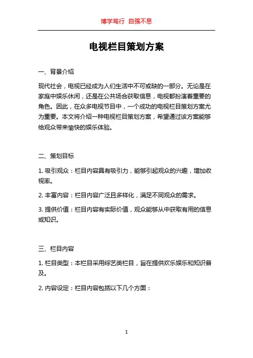 电视栏目策划方案