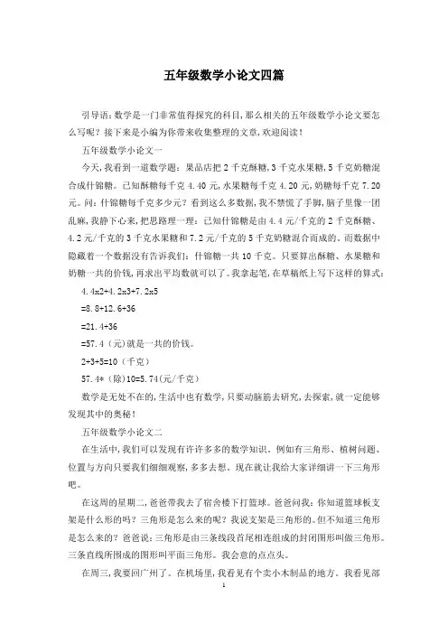 五年级数学小论文四篇
