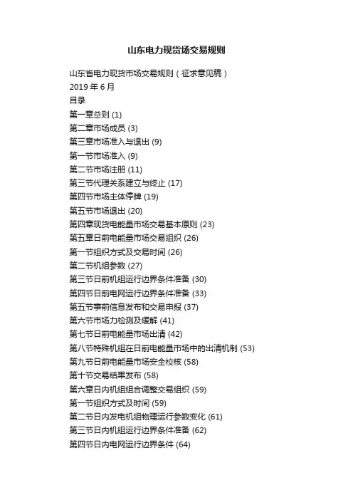 山东电力现货场交易规则