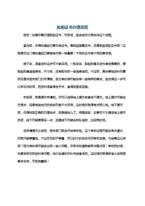 船舶证书办理流程