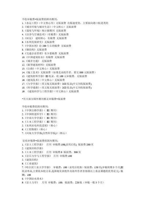 土木类期刊名录