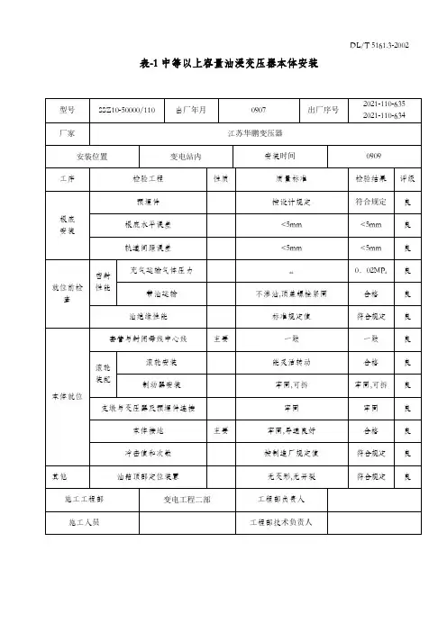 设备安装记录表