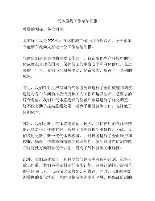 气体监测工作总结汇报