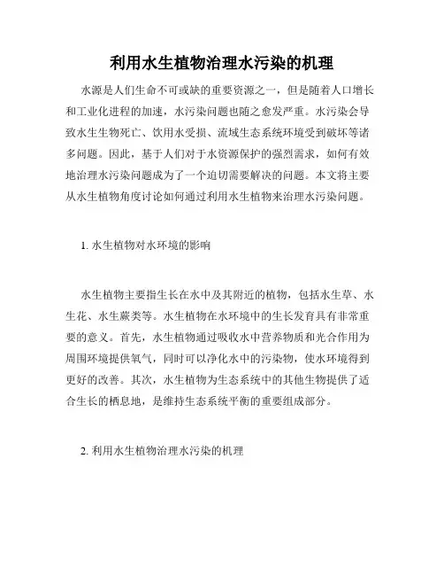 利用水生植物治理水污染的机理