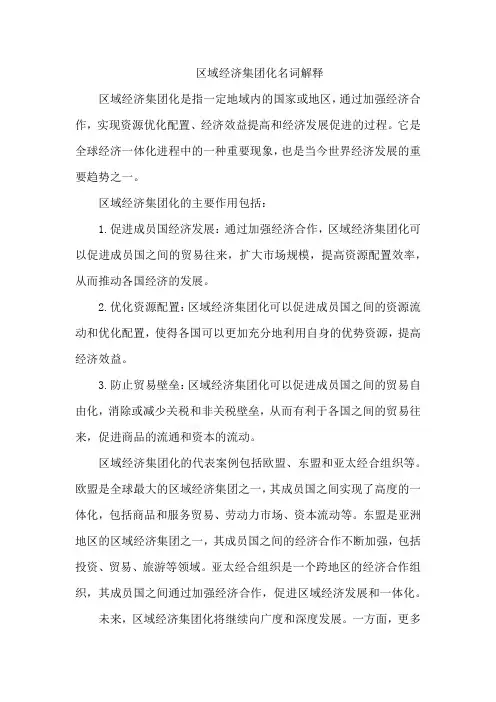 区域经济集团化 名词解释