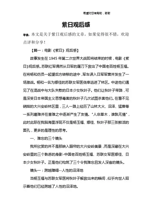 紫日观后感