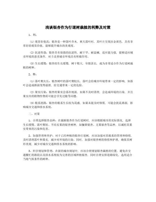 浅谈银杏作为行道树栽植的利弊及对策