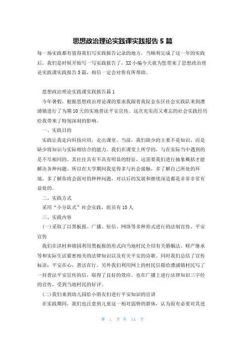 思想政治理论实践课实践报告5篇