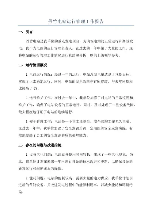 丹竹电站运行管理工作报告