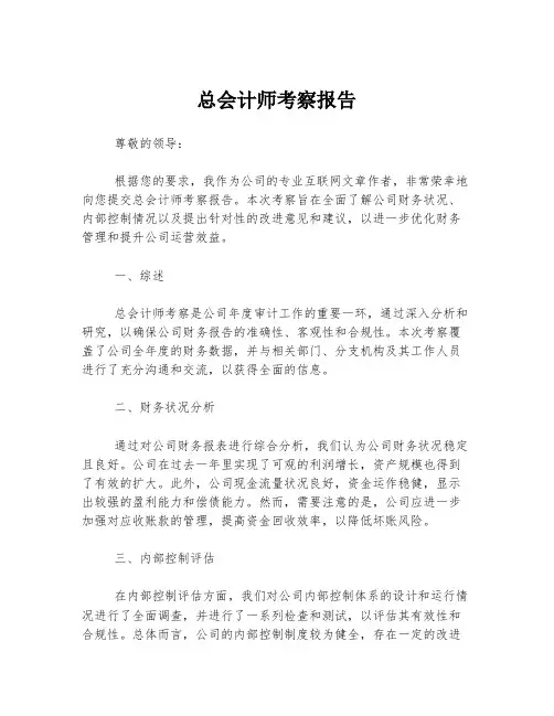 总会计师考察报告