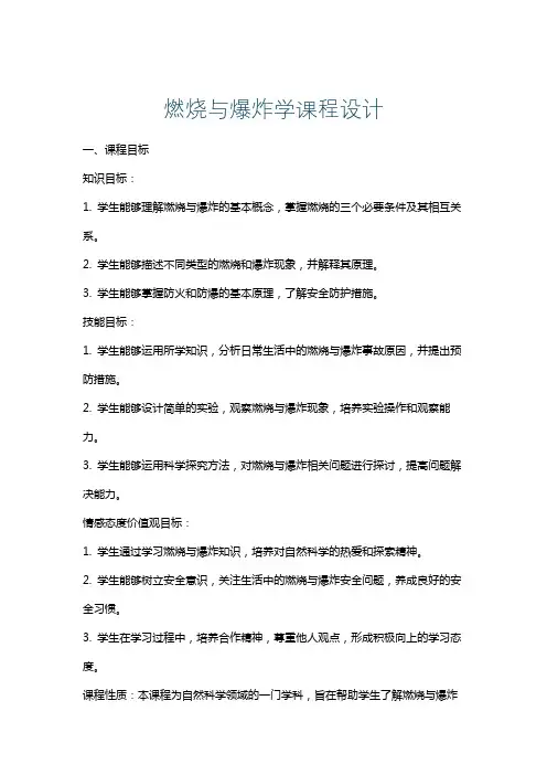 燃烧与爆炸学课程设计