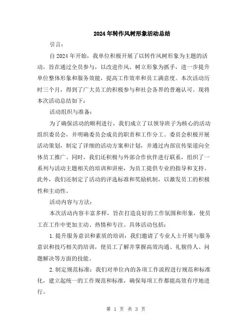 2024年转作风树形象活动总结