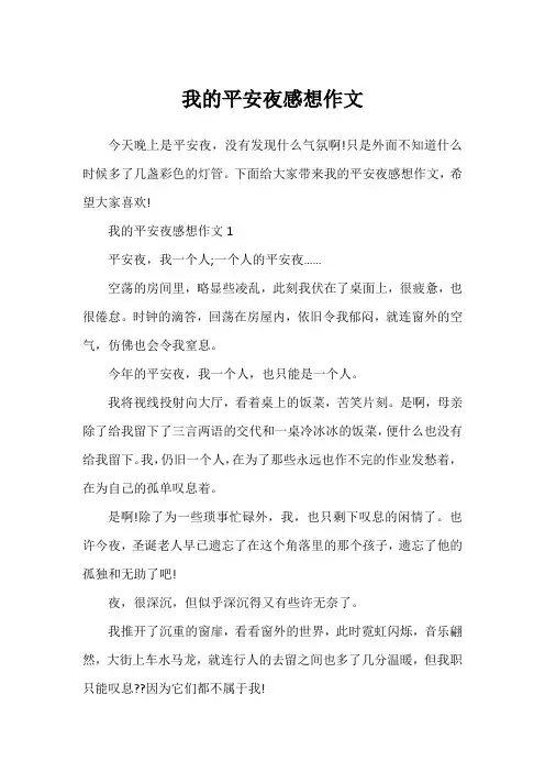 我的平安夜感想作文